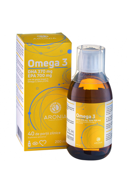 Omega 3 , 700 EPA, 370 DHA , formula concentrata cu ulei de peste, 200 ml