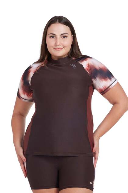 Ladies Ladies Rashguard Short Sleeve - Chocolate Tie Dye