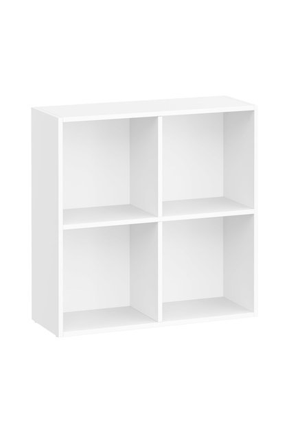 VASAGLE 4 Cube Bookcase with Open Shelf, Wooden Storage Display Rack for Living Room Office - White