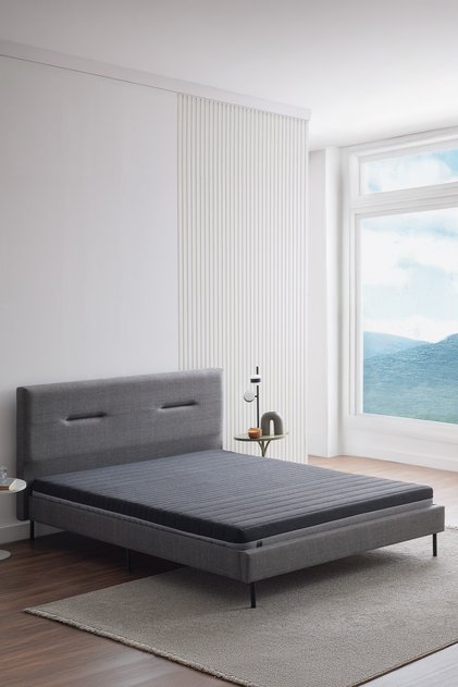 Optimum Support Yatak, Sovene Başlıklı Karyola 3'lü Set - Koyu Gri