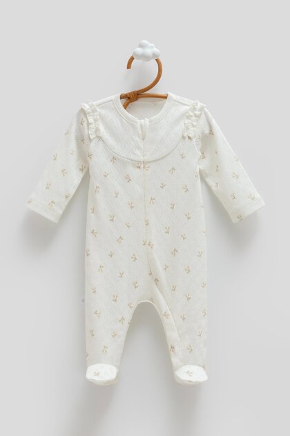 All Time Girl Jacquard Jumpsuit for 0-6 Months - Ecru