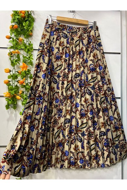 Patterned Crepe Skirt with Lining