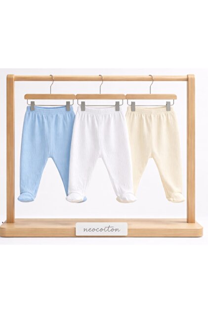 3 Pieces of Cotton Report Ribbed Basic Baby Pants with Booties
