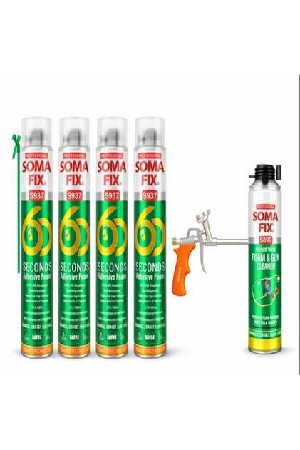 4 Adet 750 ml 60 Saniye Çift Kullanımlı Yapıştırma Köpüğü Köpük Tabancası ve Temizleyicisi