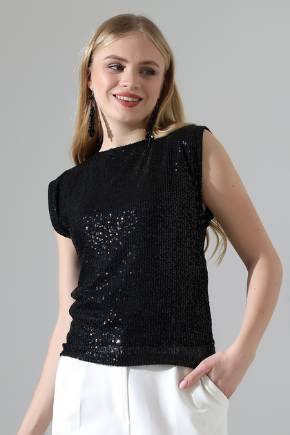 Women's Sequined Zero Sleeve Blouse