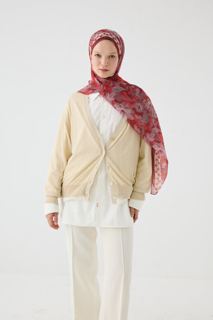 Petra Soft Cotton Shawl - Burgundy