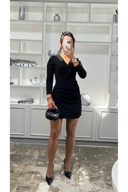 Kisa Draped Crewneck Dress