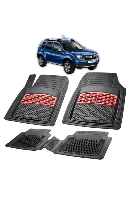 Стелки за кола тип тава, съвместими с Dacia Duster 2010-2018, червени
