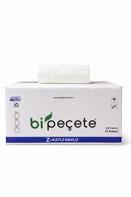 bi peçete Z Katlı Havlu Kağıt 12 Paket Çift Katlı Endüstriyel