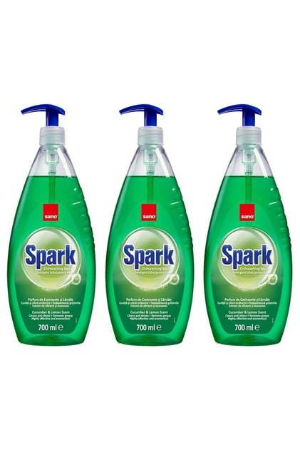 SET 3 BUCĂȚI - Detergent vase cu pompita Spark Castravete,700 ml