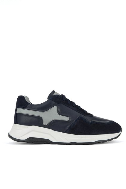 , Erkek Hakiki Deri Günlük Sneaker 161983ZSY810 Lacivert