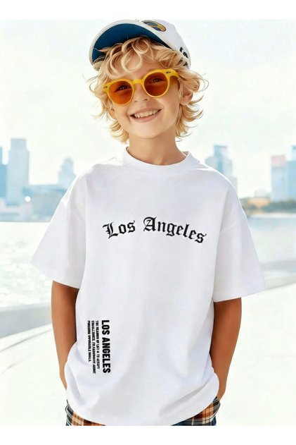 Los Angeles Printed 100% Cotton Premium T-Shirt with Crew Neck for Kids