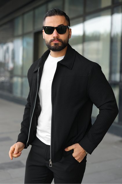Flexible Comfortable Seersucker Fabric Polo Collar Jacket