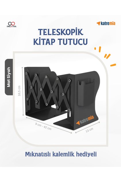Imextra-Adjustable Metal Book Holder Book Support Stand with Magnetic Pen Holder Gift