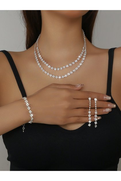3-Piece Embellished Necklace, Bracelet And Earrings Jewelry Set
