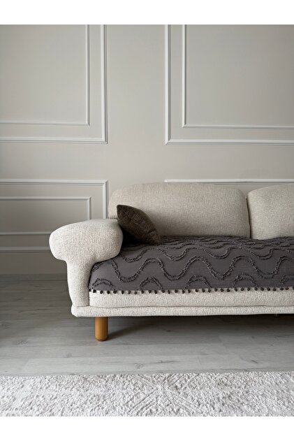 Bohem Dalgalı Ponponlu Püsküllü Koltuk & Çekyat Kanepe Örtüsü – Dalgalı Model (90x200 cm)