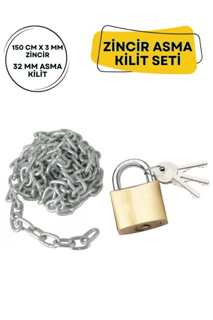 Yellow Padlock with Chain Dormitory Gym Military Cabinet Lock (3 mm Chain + 25 mm Padlock)