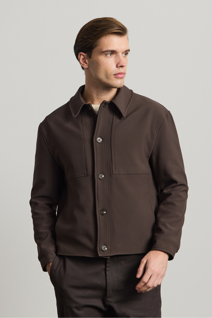 Men's Soft Textured Jacket Brown