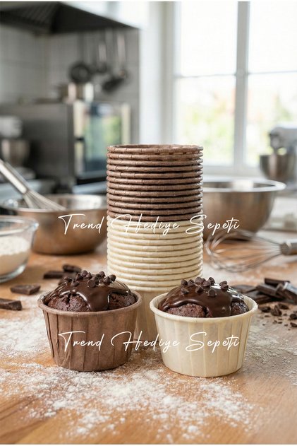 Sert Yapılı Sütlü Kahve ve Kırık Beyaz Muffin ve Cupcake Pişirme Kapsülü (20 Adet)
