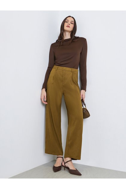 Women Brown Wide Leg Trousers