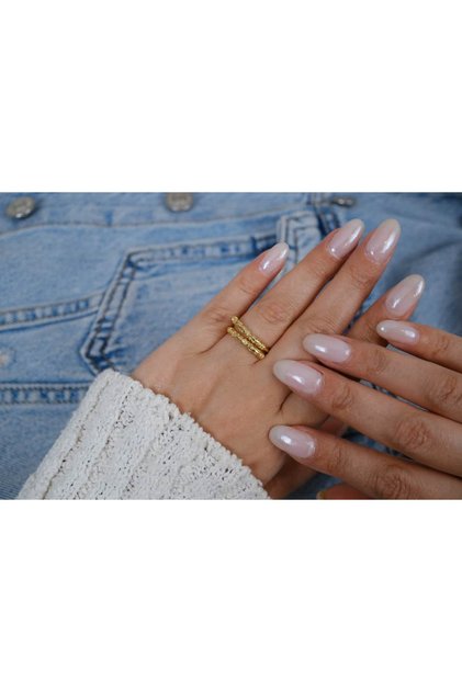 Yzk227 Color Double Row Textured Adjustable Ring