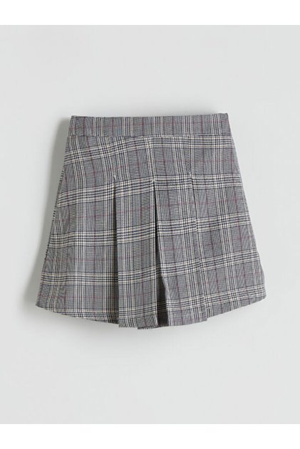 Rmz Gi̇yi̇m Farkiyla Girls' Embroidered Plaid Shorts Skirt with Waist Cord