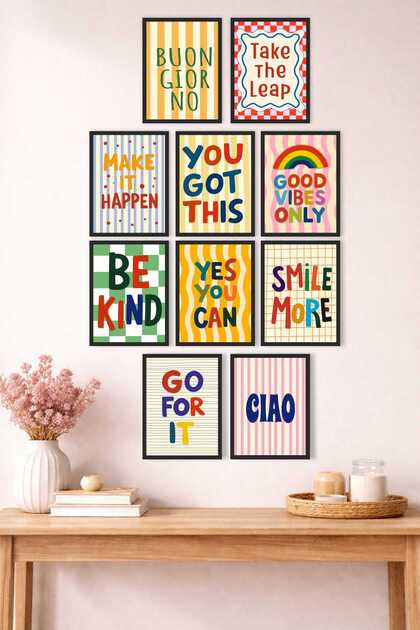 Motivational Quotes Wall Art Set – Colorful Modern Design, Frameless Uv Printing