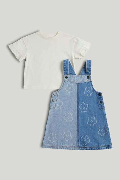 Denim Pinny Dress and T-Shirt Outfit