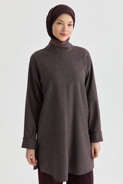 Dik Yakalı Tunik - Bordo