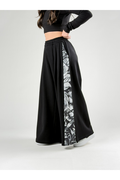 虎吉侍丸　オビト COCOPELLI Desenli Siyah Oversize Kadın Samurai Pantolon COC2775