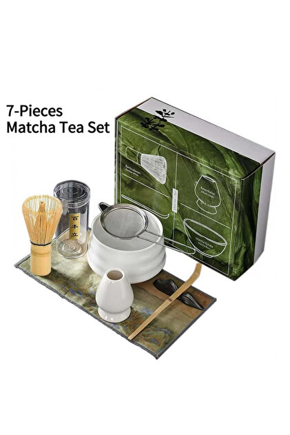 7-piece ceramic matcha tea set, Japanese-style teaware for home use.