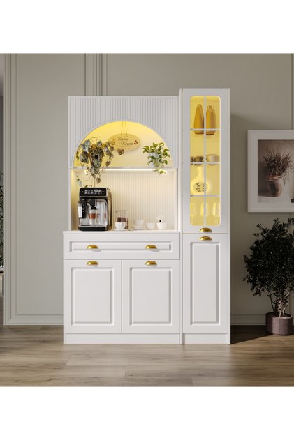 Armoni Gold Midi Kahve Köşesi Sağ Vitrinli Komple MDF - Ücretsiz Montaj