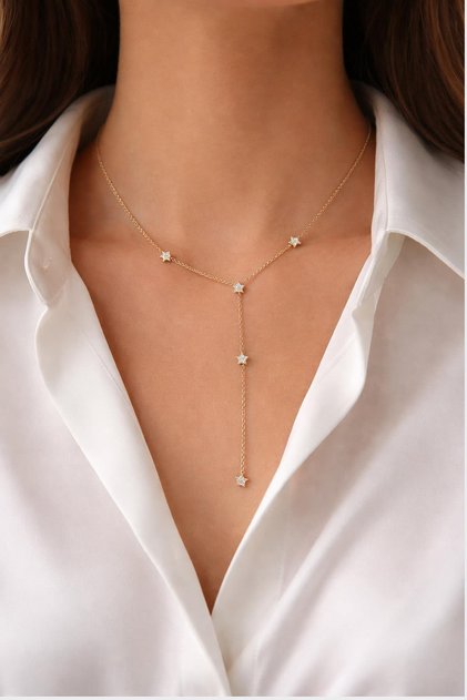 Star Detailed Steel Y Necklace
