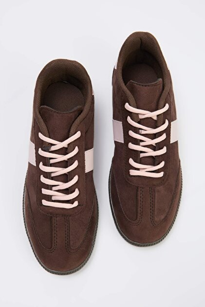 Trendyolmilla Shoes Kahverengi Süet Retro Bağcıklı Kadın Spor