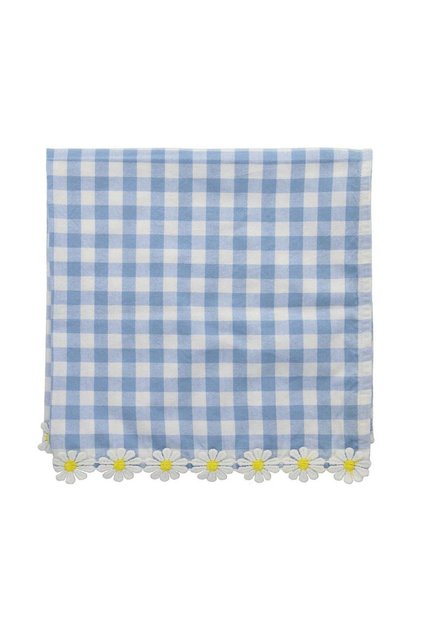 - Daisy Edge Gingham Napkins - Papatya Detaylı Pötikare Kumaş Peçeteler - 4'lü