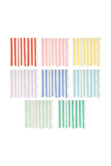- Mixed Stripe Napkins - Karışık Çizgili Peçeteler - S - 16'lı