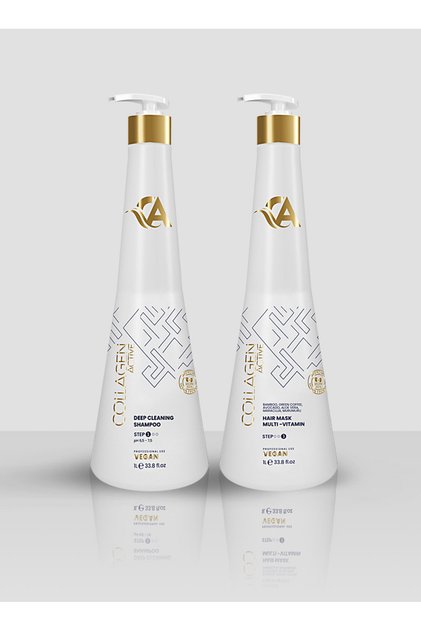 Deep Cleansing Shampoo and Mask Set with Plant Collagen for Normal and Natural Hair – 1 Liter