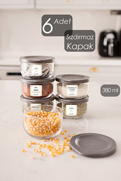 カミュ セット LAV Duo Sızdırmaz Kapaklı 380 Cc 6 Adet Cam Saklama Kabı Kavanoz
