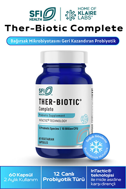 Klaire labs Ther-Biotic® Complete 60 Kapsül –Probiyotik Gıda Takviyesi - Soğuk Zincir - 12 Ayrı Canlı Bakteri