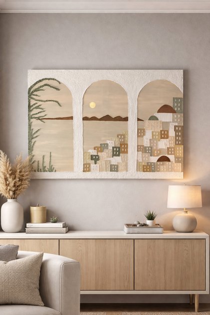 Dokulu Alçı Tablo El Yapımı Tablo 3 Boyutlu Tablo(Akdeniz Hatırası)