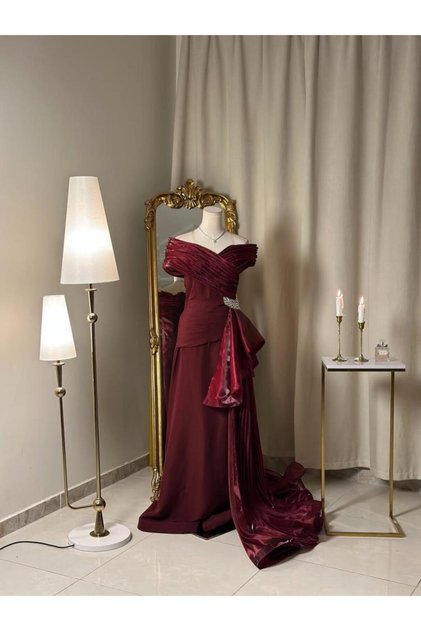 6299 ~ فستان سهرة طويل لونين