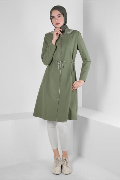 Beli̇ Büzülü K Hooded Trençkot 10597