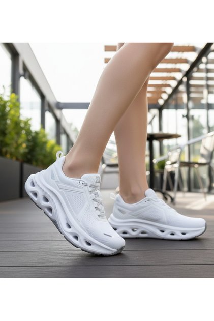 حذاء رياضي مريح نسائي أبيض - رمادي