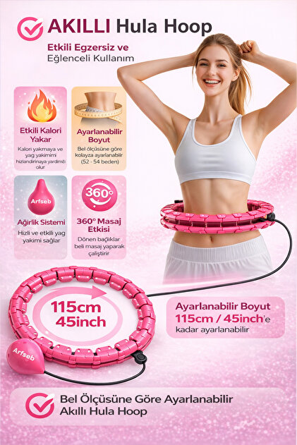 Arfseb Bel Ölçüsü Ayarlanabilir Akıllı Hula Hoop Kalori Yakan
