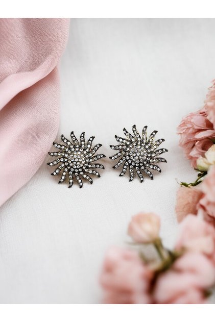 Zircon Stone Sun Figure Earrings
