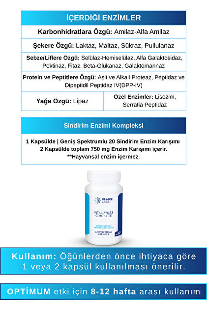 Klaire Labs Vital - Zymes Complete Fiyatı, Yorumları - Trendyol