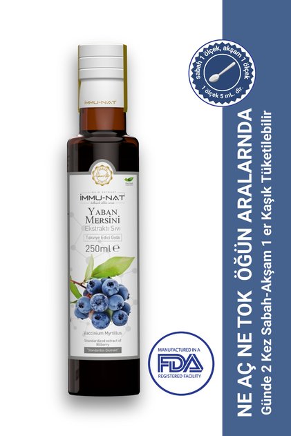 Yaban Mersini Bitkisel Sıvı Ekstraktı 250ml - Vitamin ve Mineral İçeren Takviye Edici Gıda 3 Adet