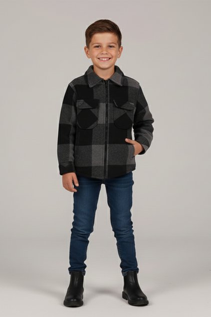 Zippered Wooden Shirt with Cover Pockets