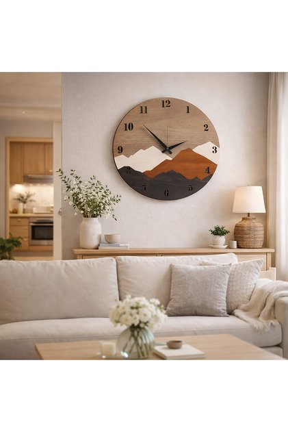 Modern Rustik Vıp Dekoratif Katmanlı Duvar Saati