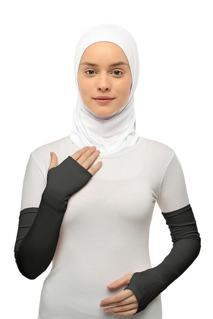 أكمام حجاب قطنية ممشطة بأصابع مقطوعة - مدخن